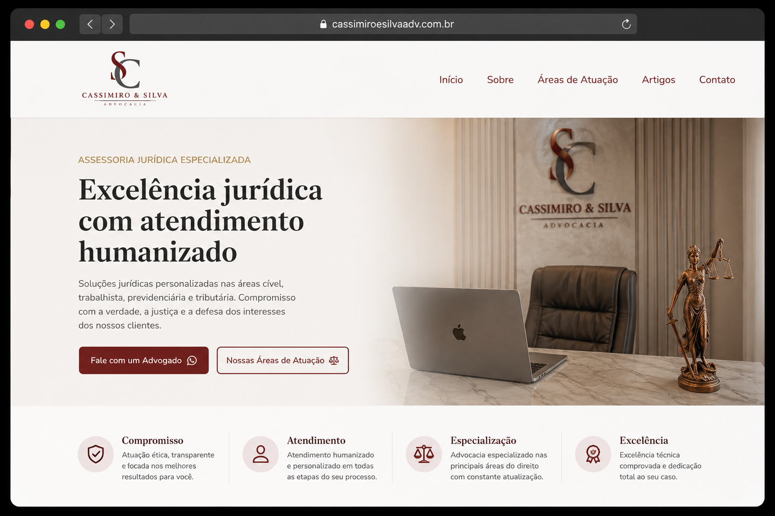 Screenshot do site Cassimiro & Silva Advocacia